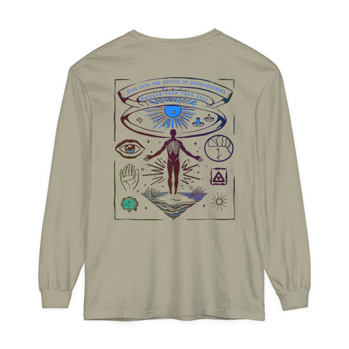 Awaken Your True Self (Back design) - Unisex Garment-dyed Long Sleeve T-Shirt